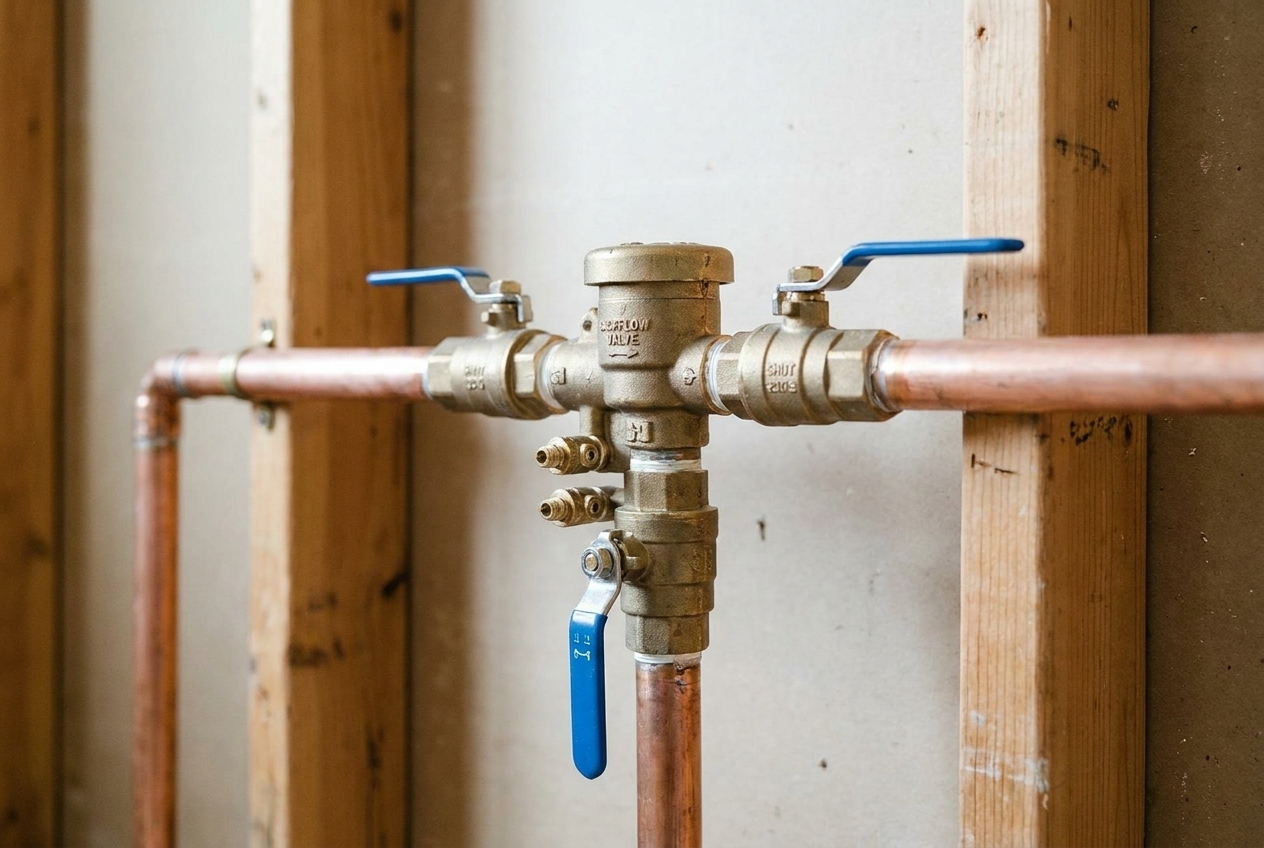 Brass backflow preventer valve assembly